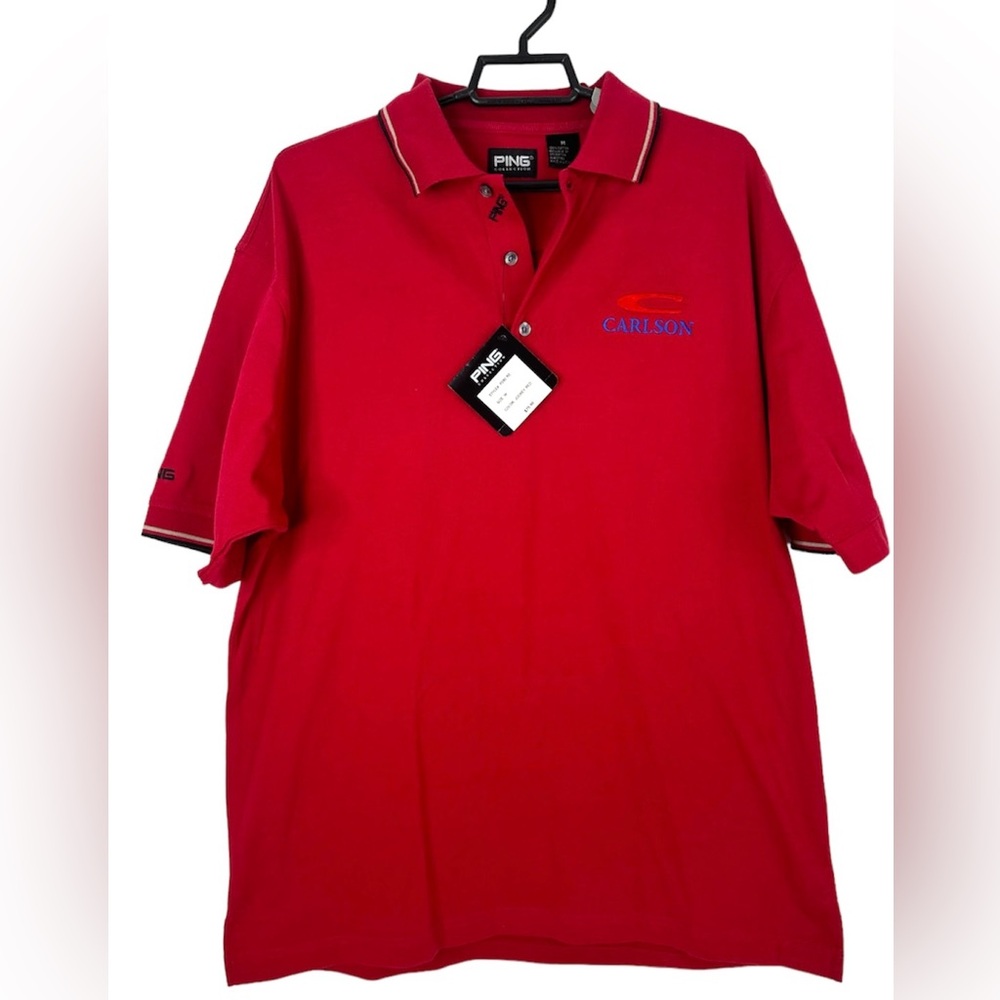 Ping Polo Men's Medium Carlson Logo Embroidered Short Golf Sleeve Red